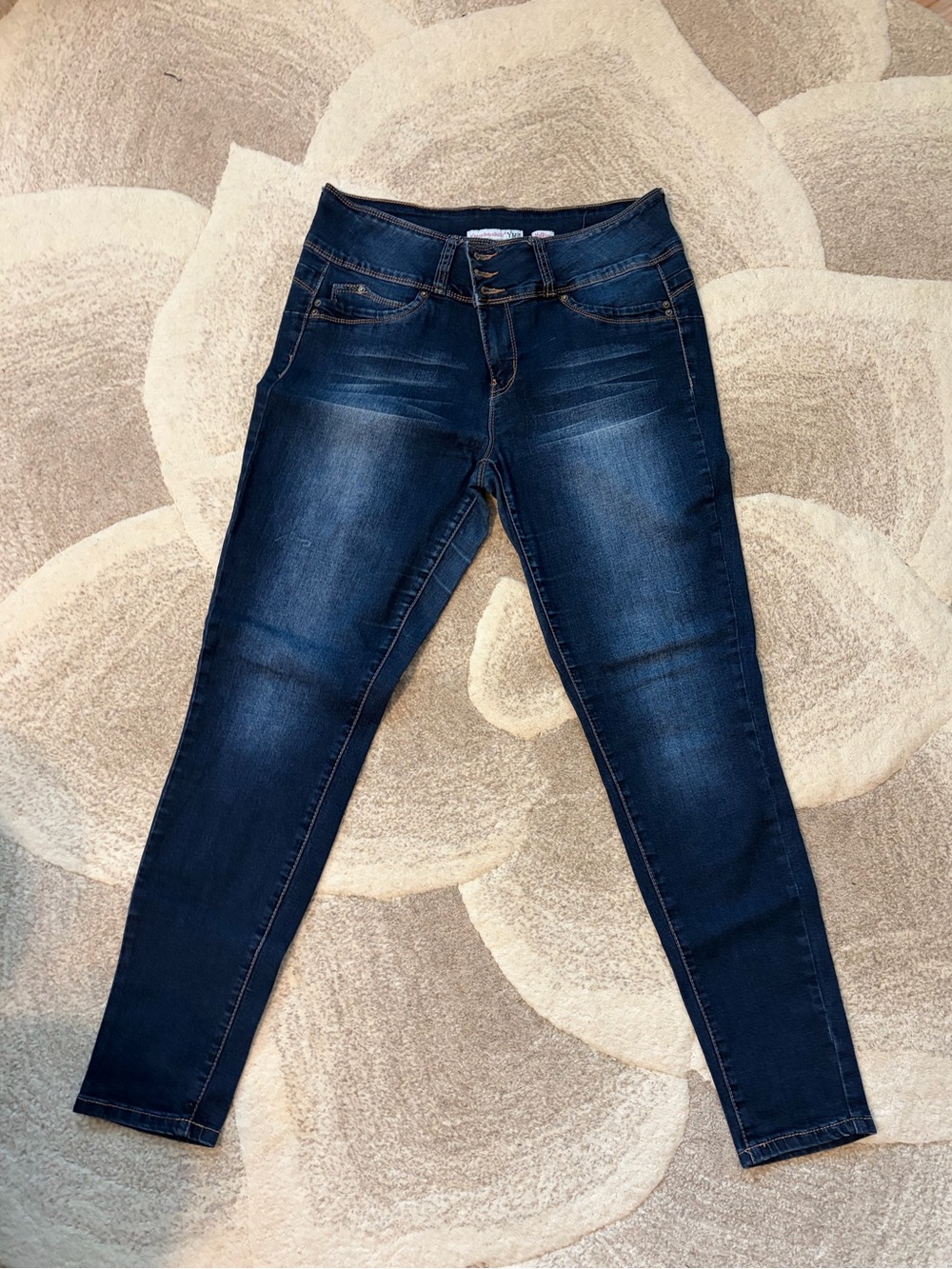 YMI Dark Blue Mid-Rise Skinny Jeans